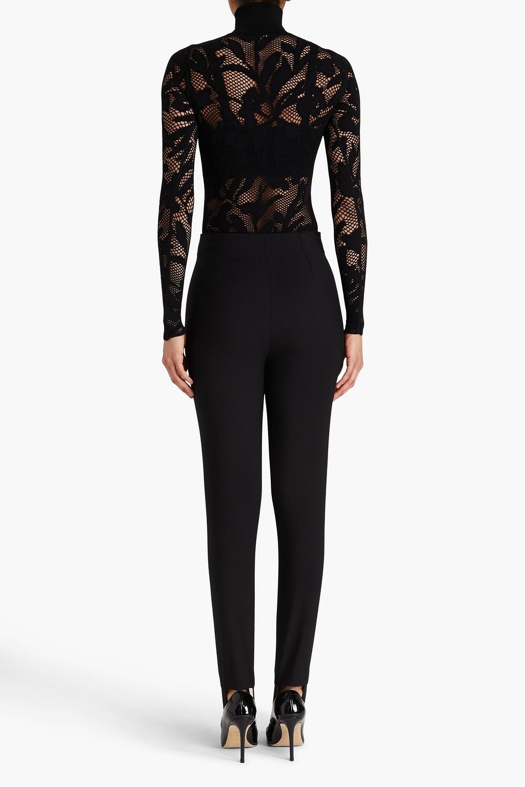 ALAÏA Body aus floralem Jacquard mit Stehkragen