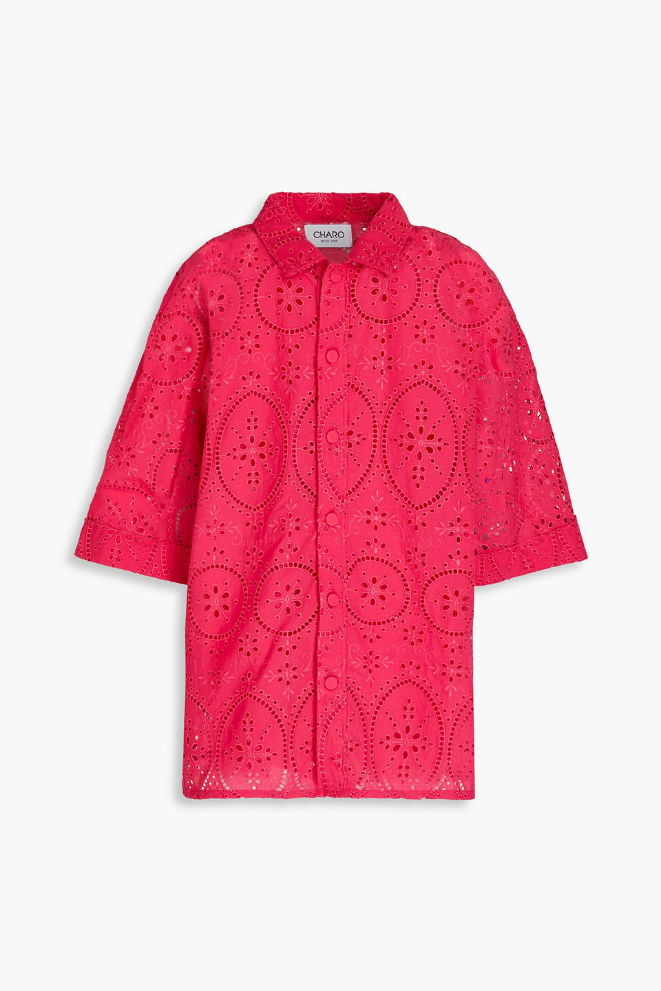 Charo Ruiz Isma Broderie Anglaise Cotton-blend Shirt In Fuchsia