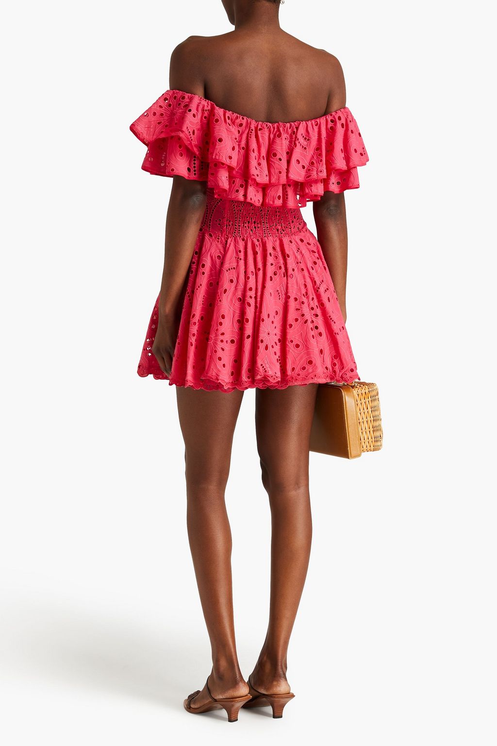 CHARO RUIZ IBIZA Dalia off-the-shoulder ruffled broderie anglaise cotton-blend mini dress