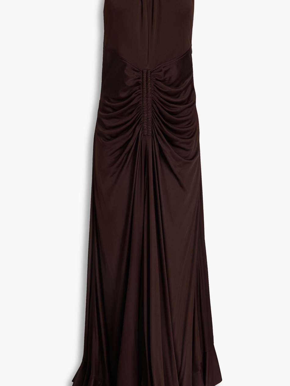 cutout ruched jersey maxi dress