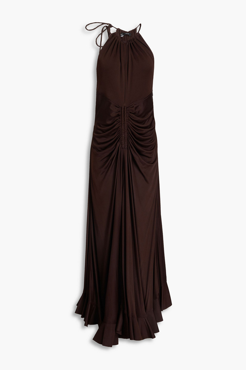 Proenza Schouler Cutout Ruched Jersey Maxi Dress In Chocolate