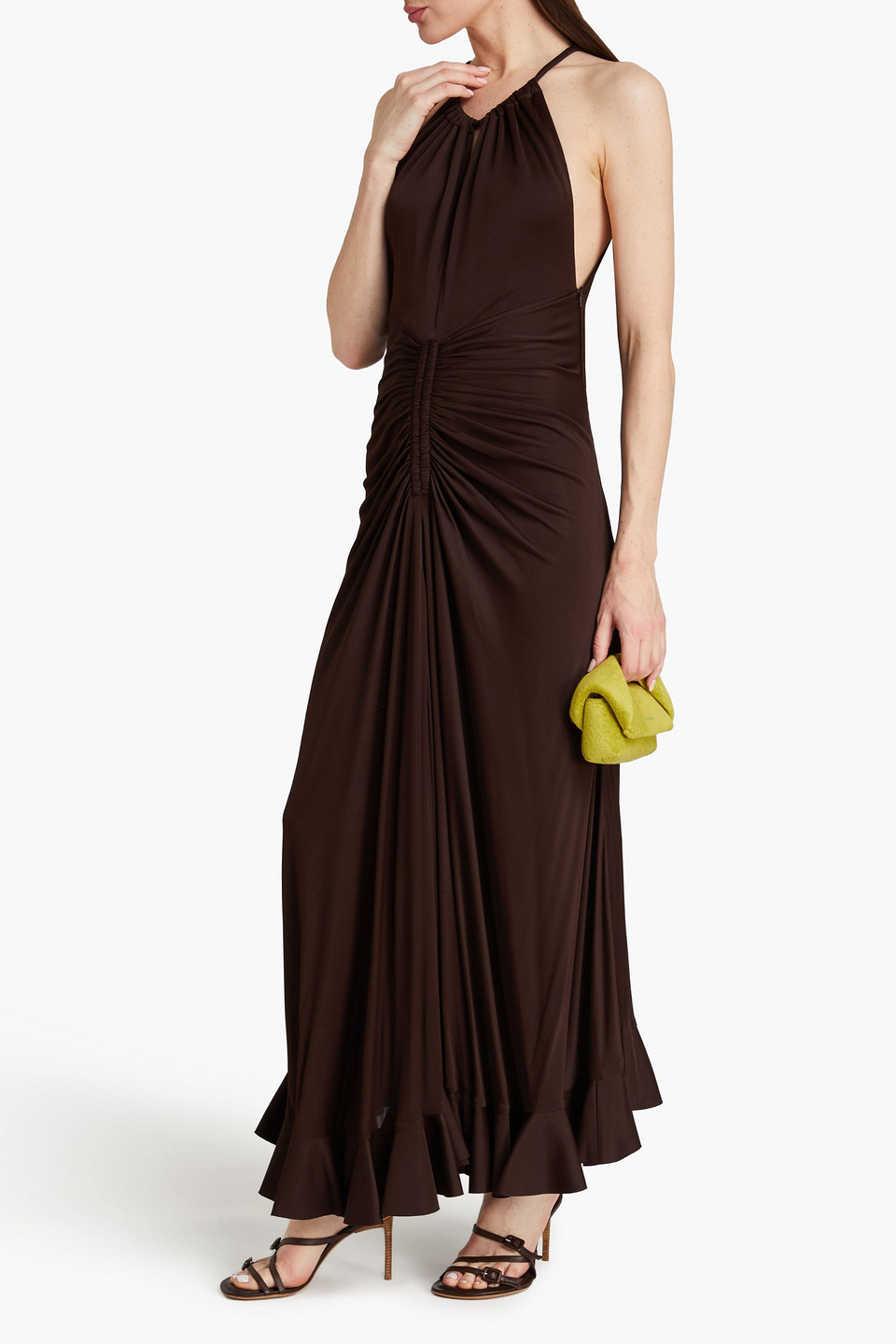 PROENZA SCHOULER CUTOUT RUCHED JERSEY MAXI DRESS 