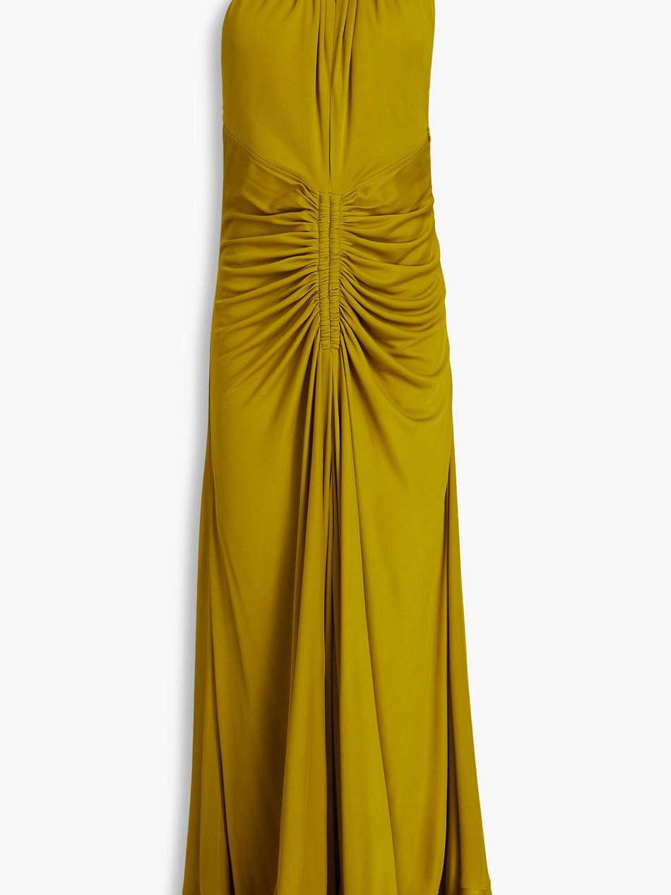 cutout ruched jersey maxi dress