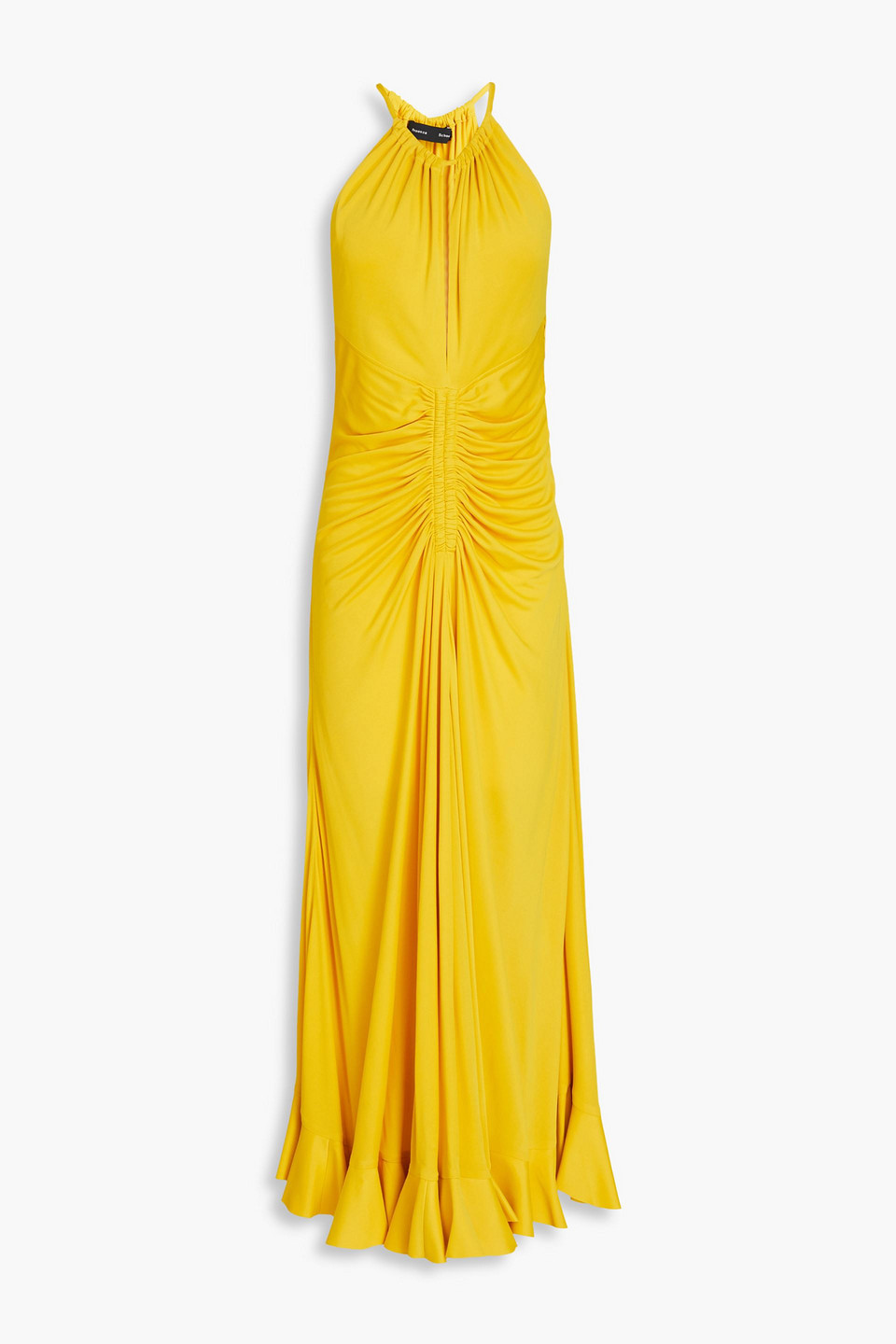 Proenza Schouler Cutout Ruched Jersey Maxi Dress In Yellow