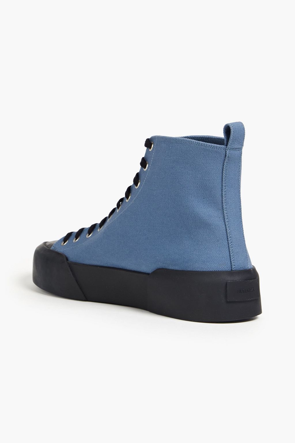JIL SANDER 고무 트리밍 캔버스 하이탑 스니커즈