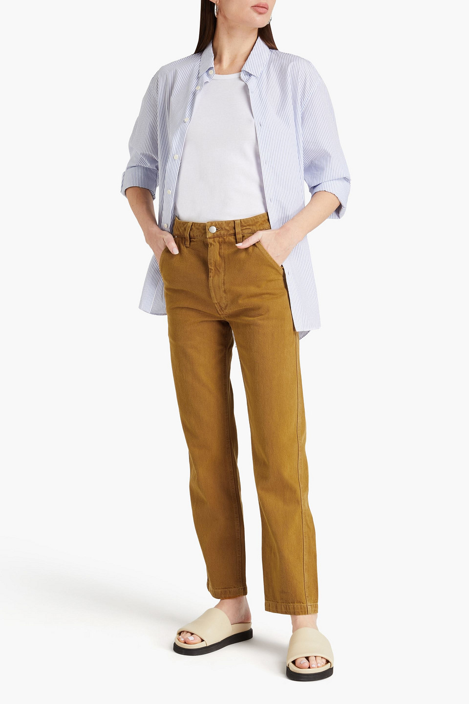 Shop Alex Mill Thompson High-rise Straight-leg Jeans In Light Brown