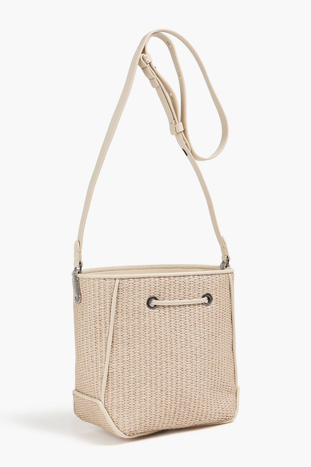 BRUNELLO CUCINELLI フェイクラフィア バケットバッグ ビーズ付き