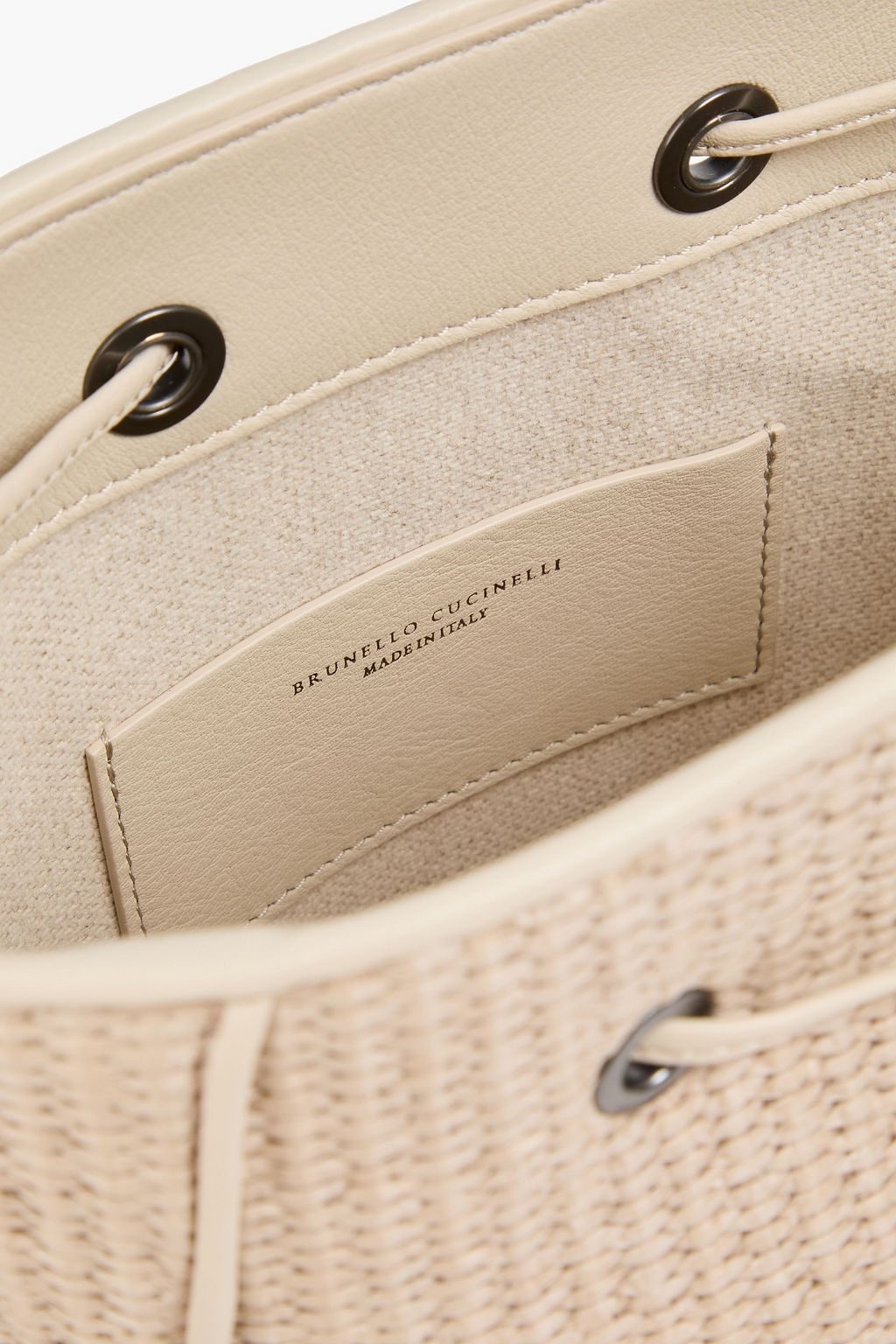 BRUNELLO CUCINELLI フェイクラフィア バケットバッグ ビーズ付き