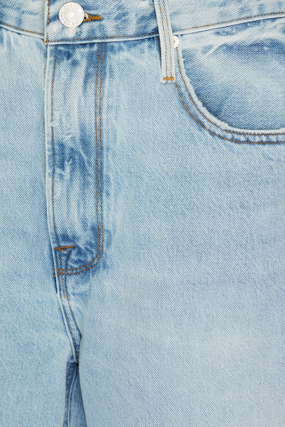 Frame Frayed Denim Shorts In Light Denim