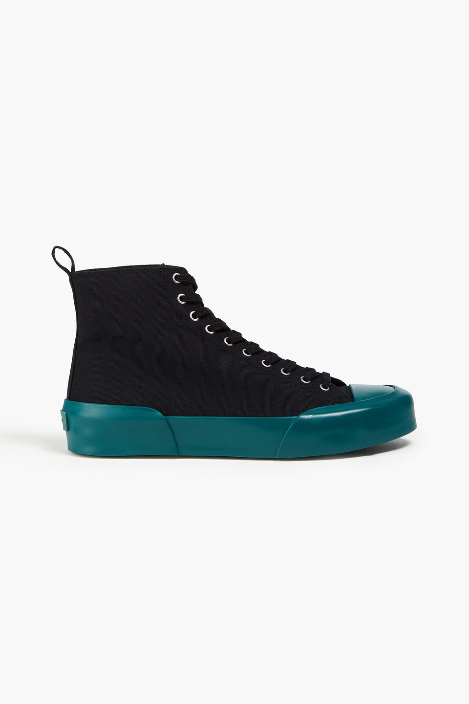 Jil Sander Two-tone Canvas High-top Sneakers In 83 - Jungle
