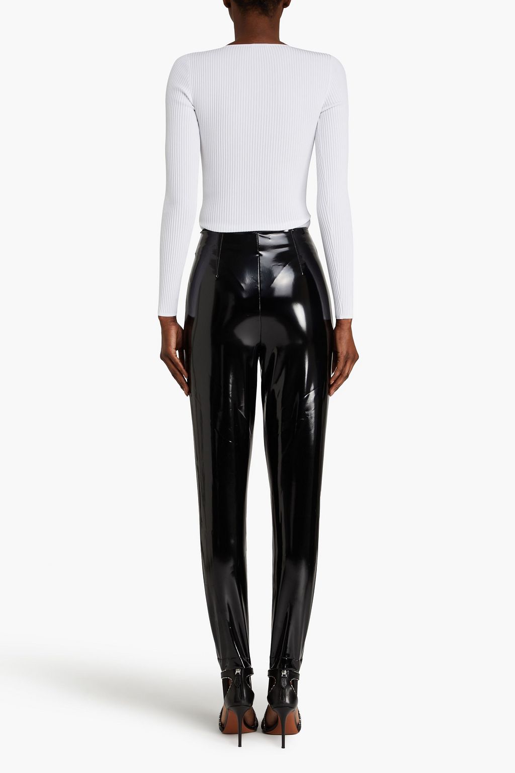 ALAÏA Vinyl stirrup skinny pants