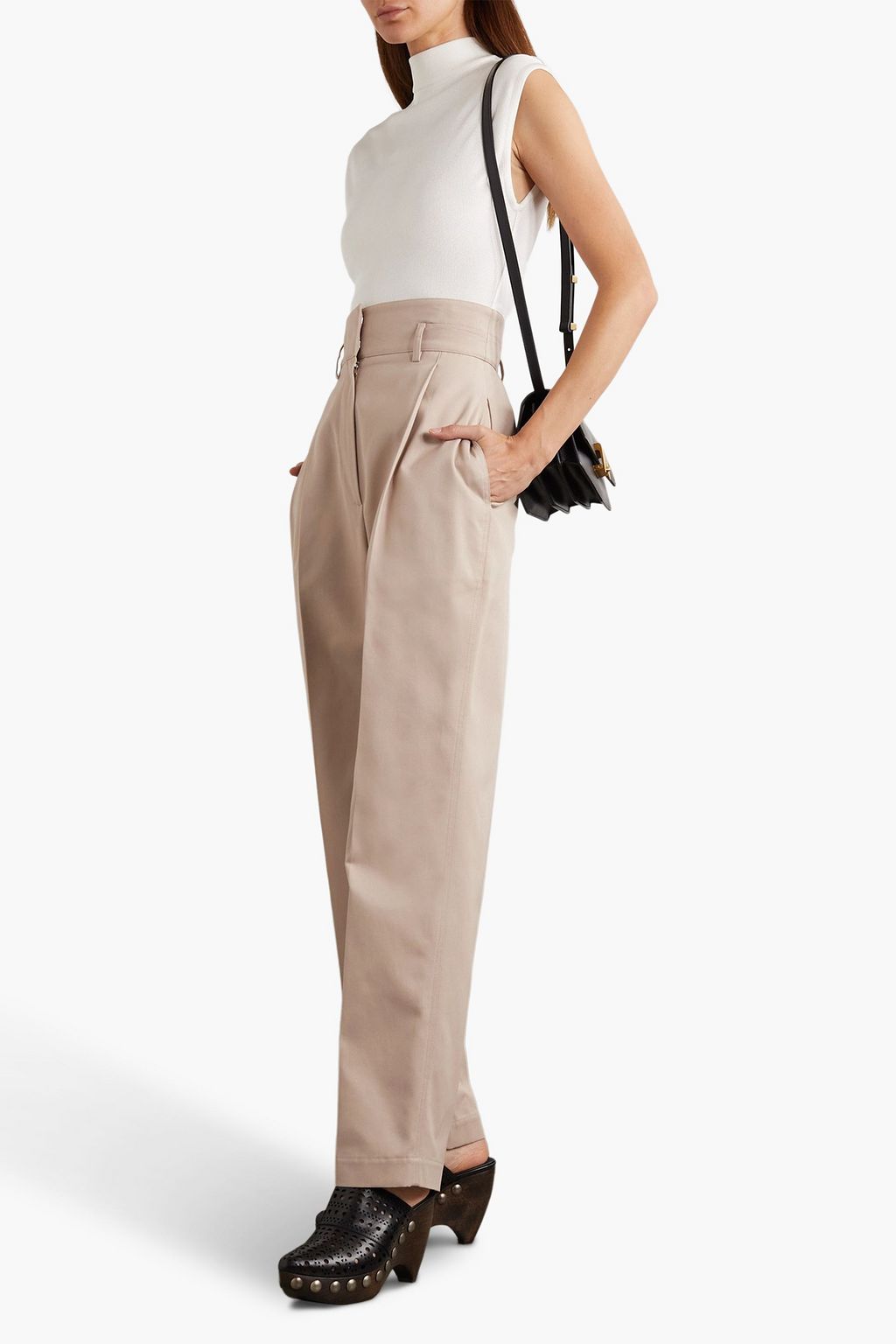 ALAÏA Pleated twill straight-leg pants