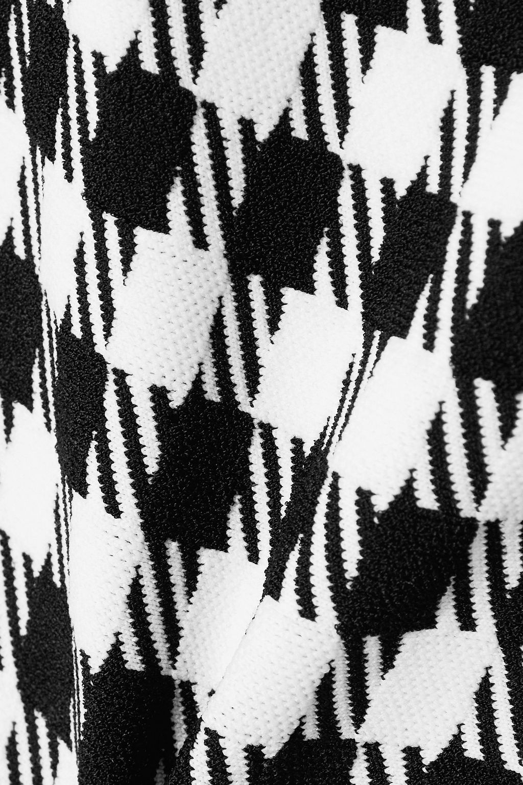 ALAÏA Ruffled houndstooth crepe dress