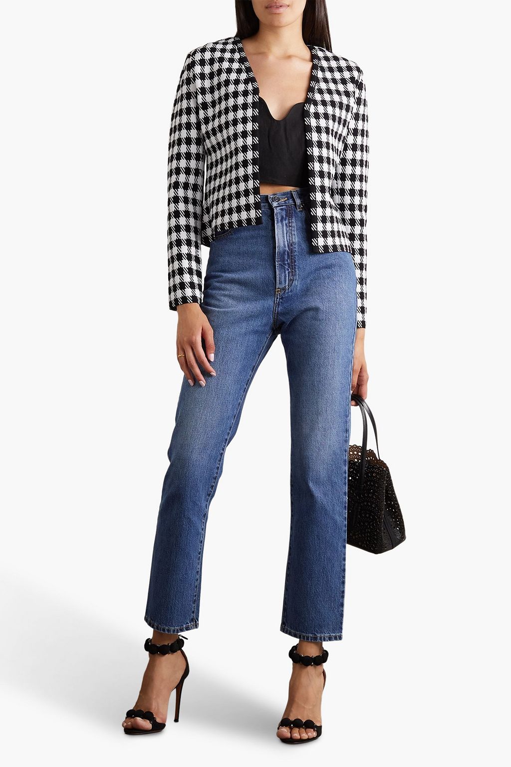 ALAÏA Houndstooth jacquard-knit cardigan