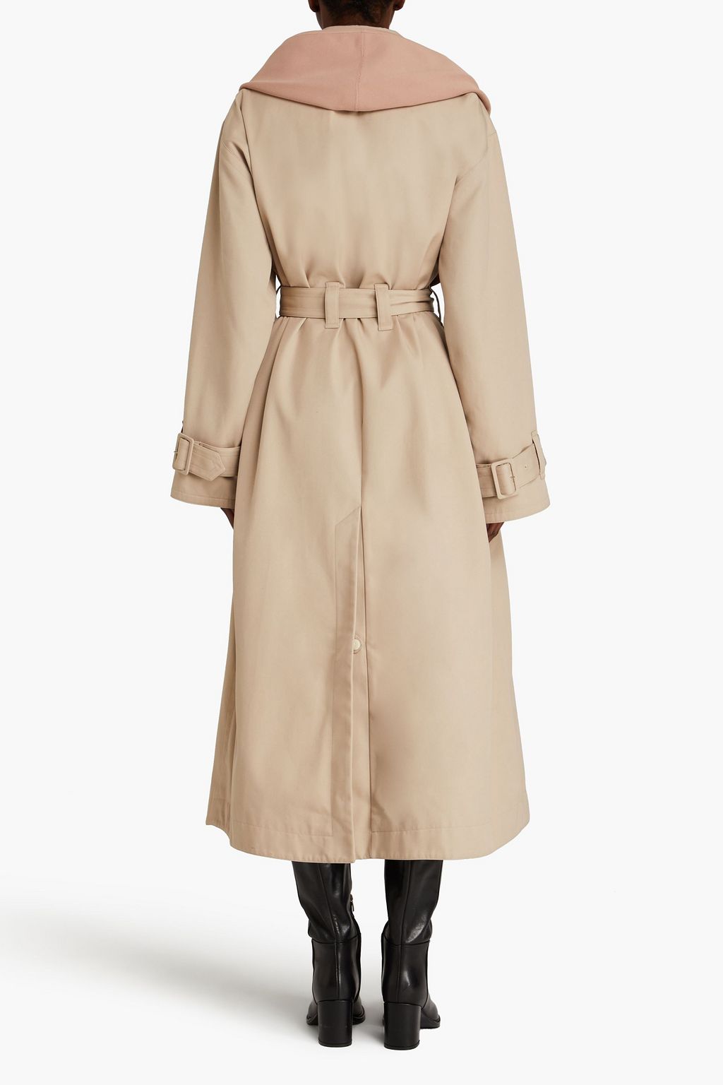 ALAÏA Ponte-paneled gabardine hooded trench coat