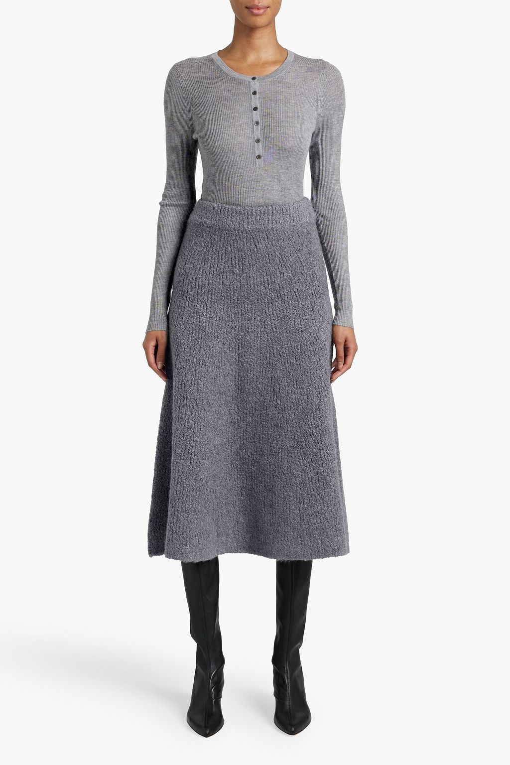 GABRIELA HEARST Pablo cashmere and silk-blend bouclé midi skirt