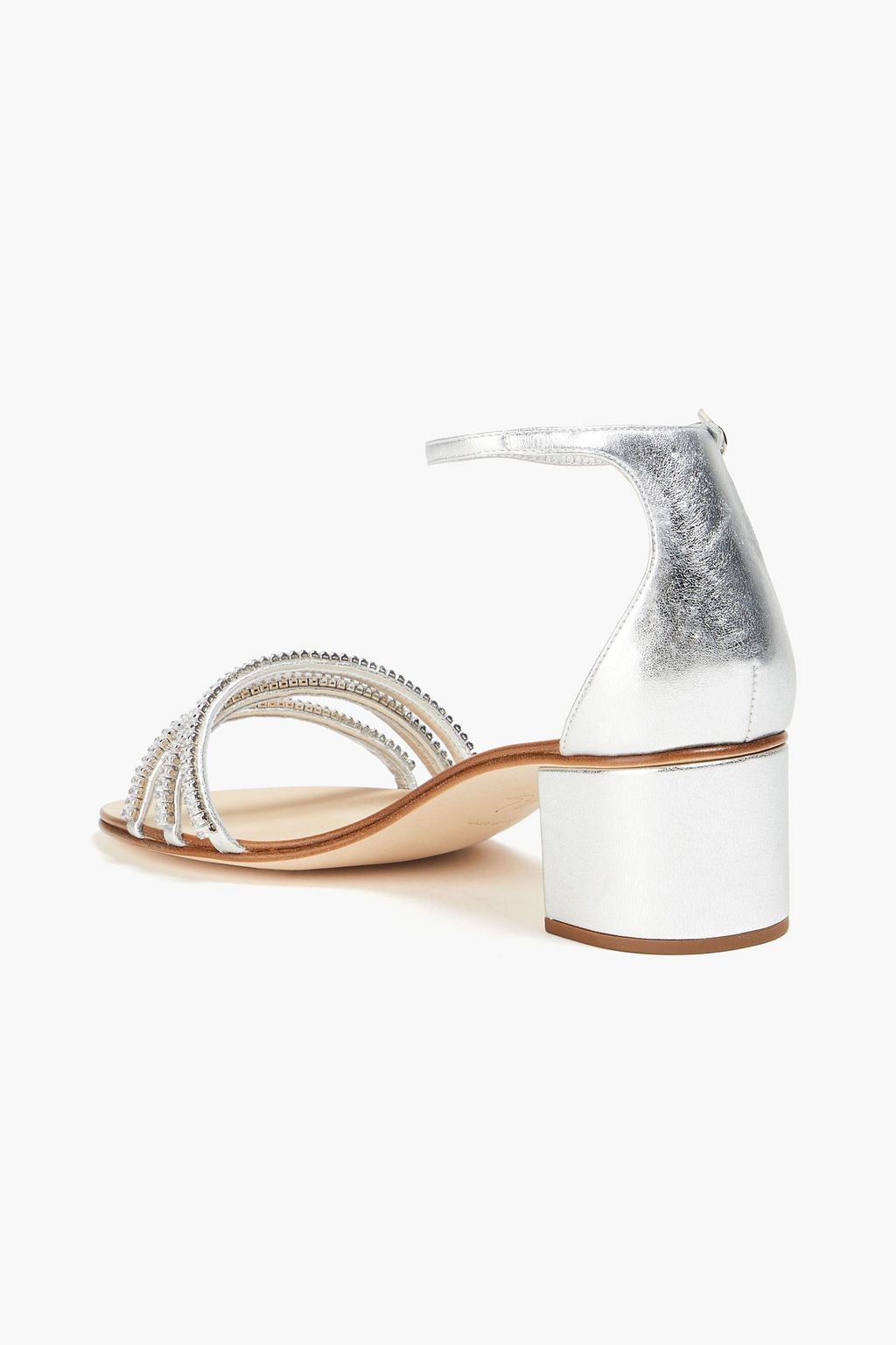 GIUSEPPE ZANOTTI 마르타 크리스털 장식 메탈릭 샌들