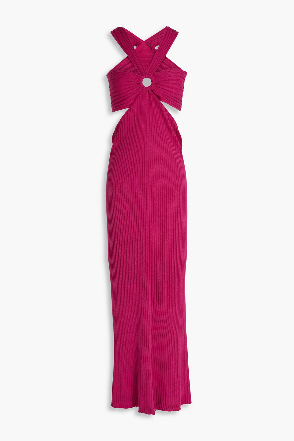 Ba&sh Cutout Ribbed-knit Maxi Dress In Fuchsia