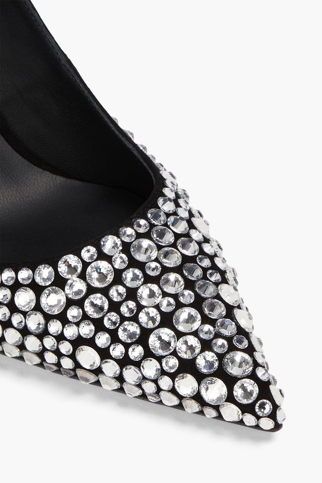 GIUSEPPE ZANOTTI حذاء بامب بحزام خلفي مصنوع من مادة PVC وجلد السويد ومزين بالكريستال