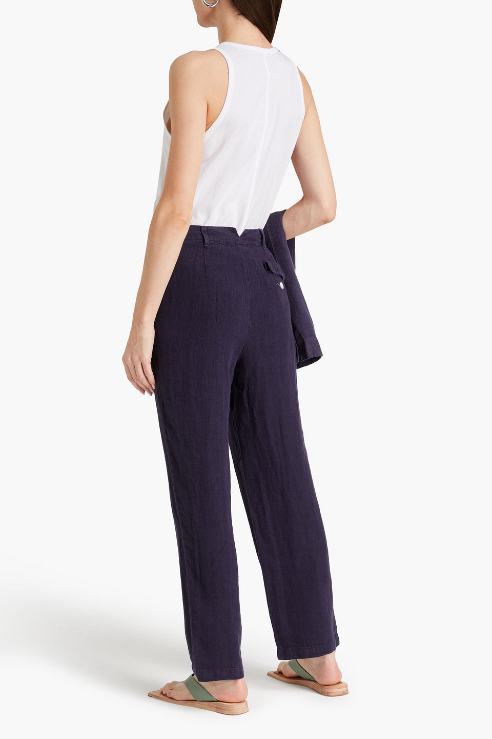 Shop Alex Mill Linen Straight-leg Pants In Midnight Blue