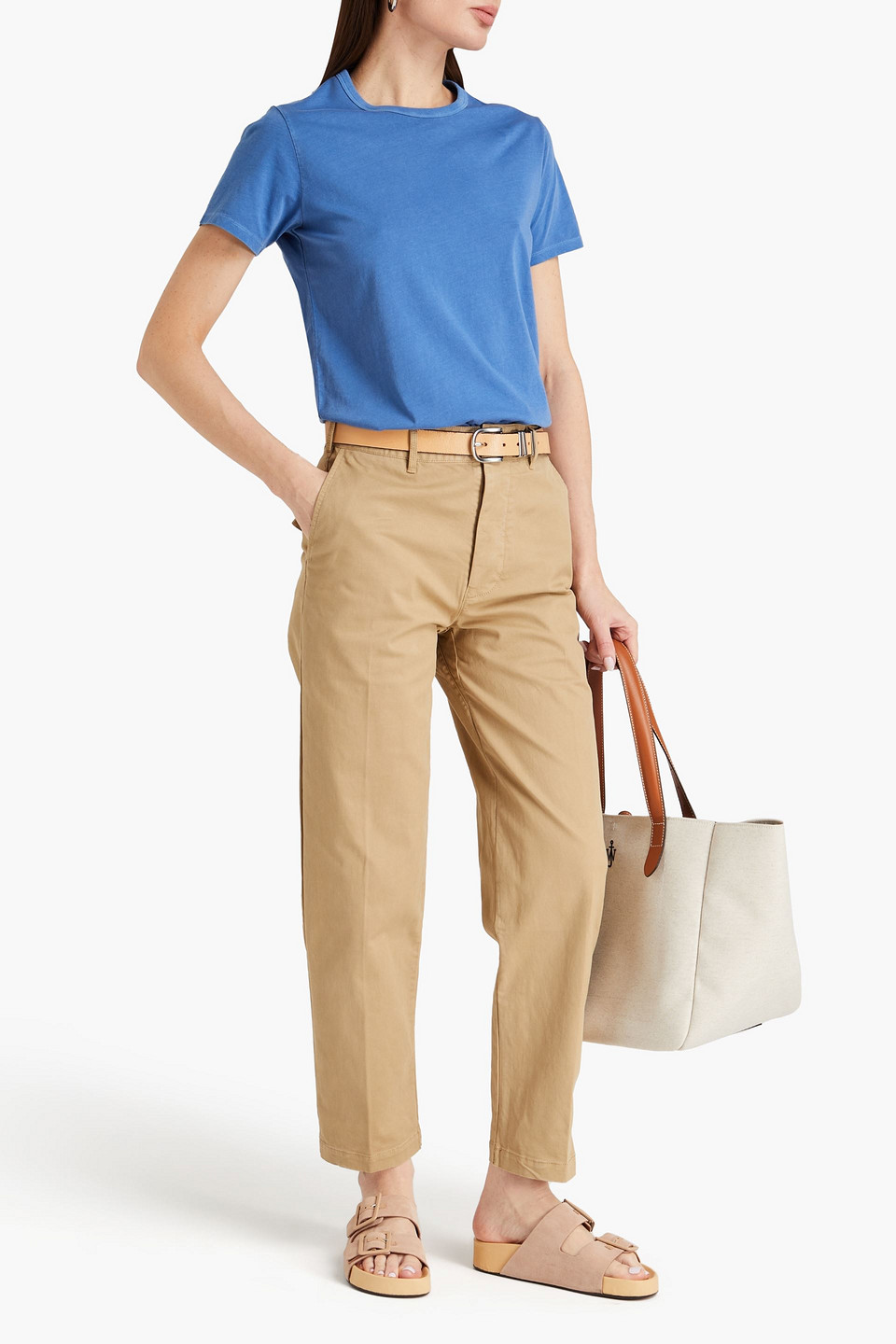 Shop Alex Mill Cotton-blend Gabardine Tapered Pants In Sand