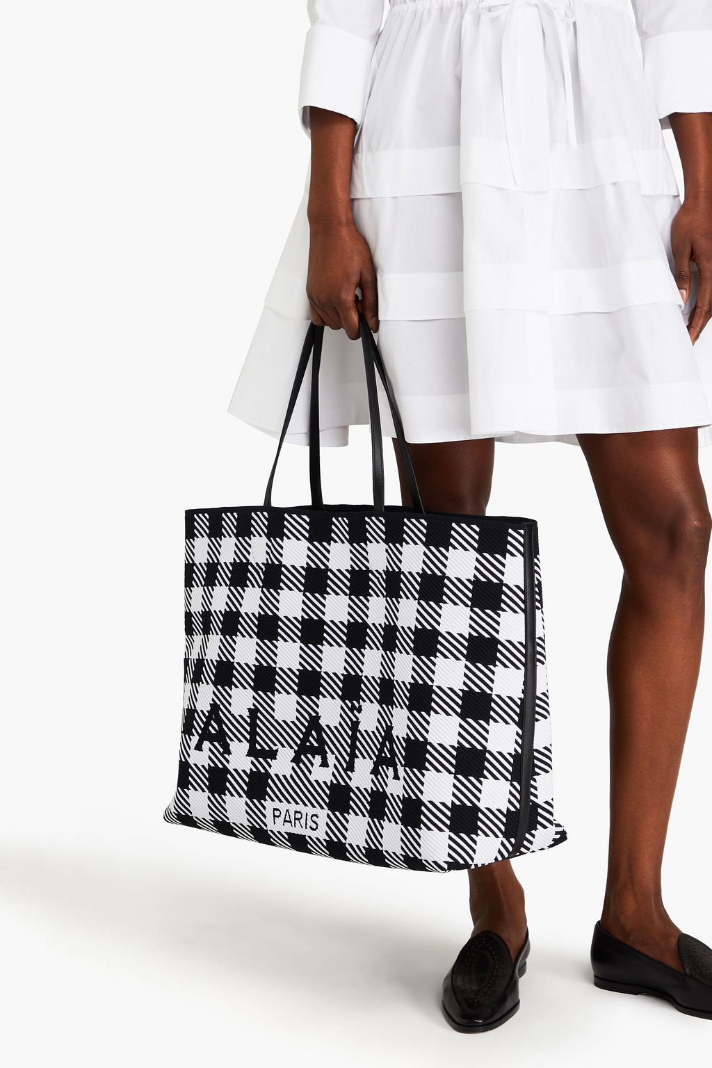 ALAÏA Checked jacquard-knit tote