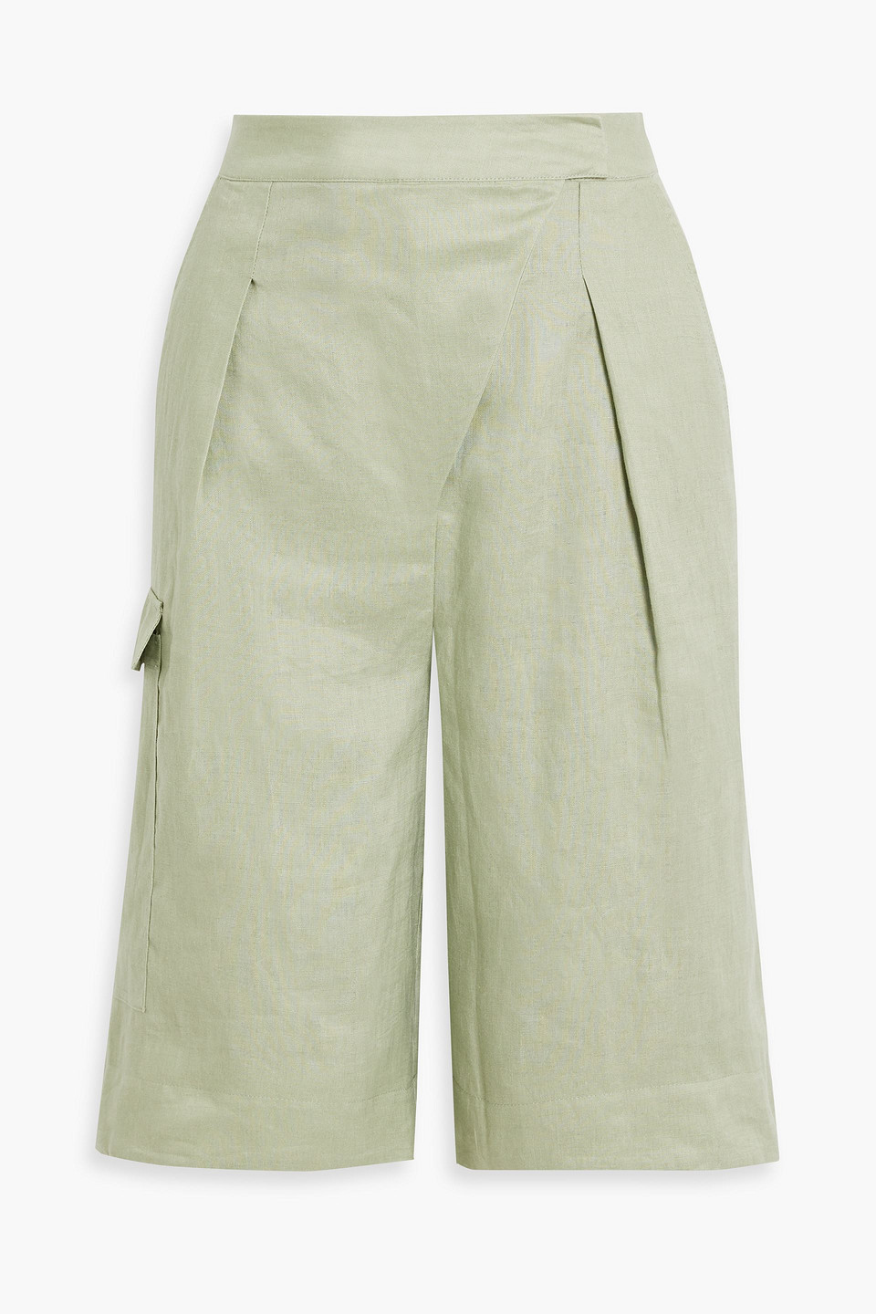 Nicholas Imani Pleated Linen Shorts In Sage Green