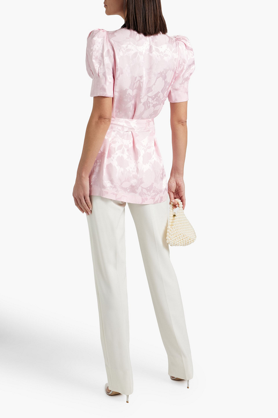 Shop The Vampire's Wife Belted Jacquard Shirt In Pink