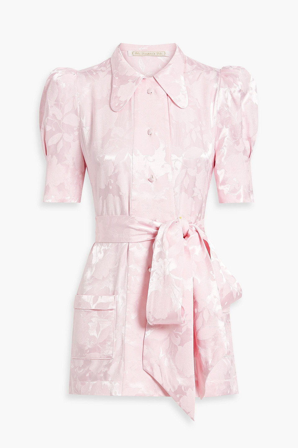 Shop The Vampire's Wife Belted Jacquard Shirt In Pink