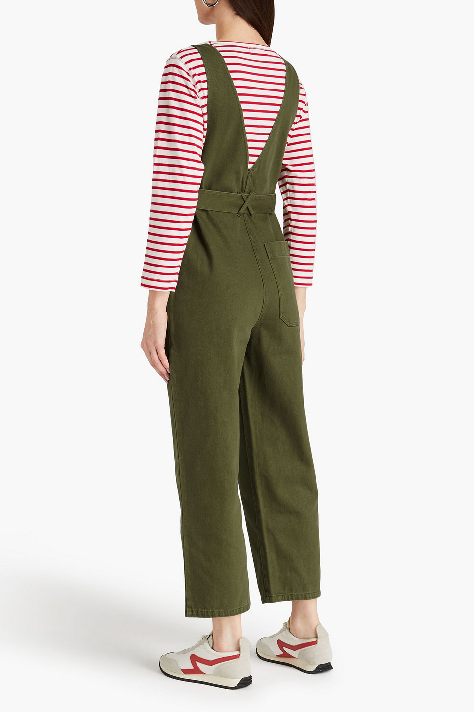 Shop Alex Mill Ollie Cropped Denim Jumpsuit In Army Green