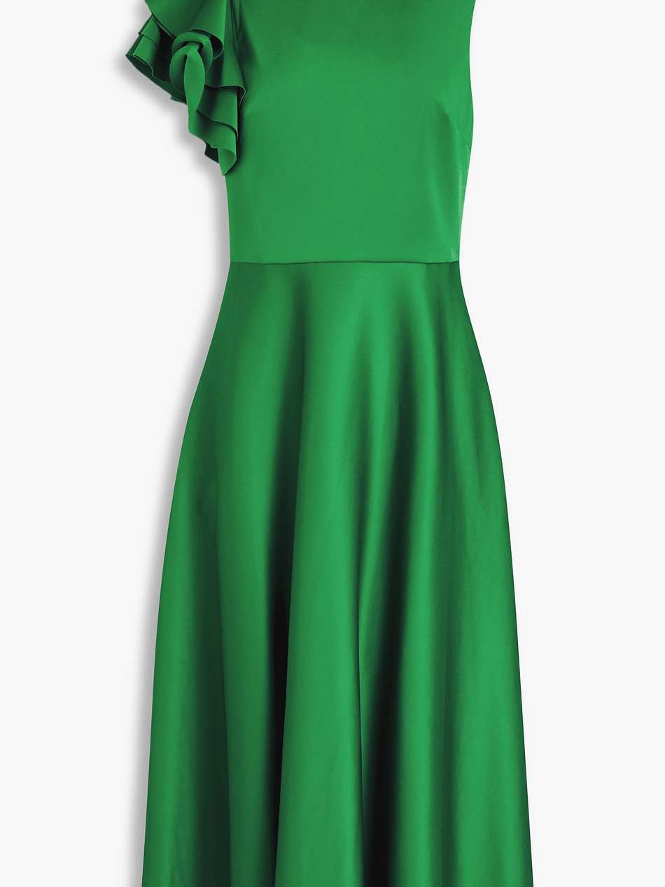 ruffled scuba midi dress