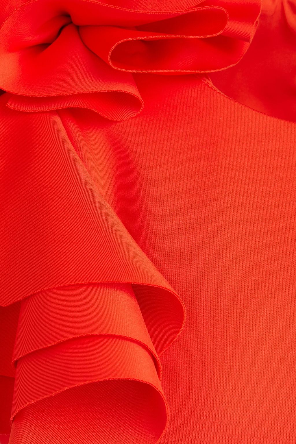 BADGLEY MISCHKA Ruffled scuba midi dress