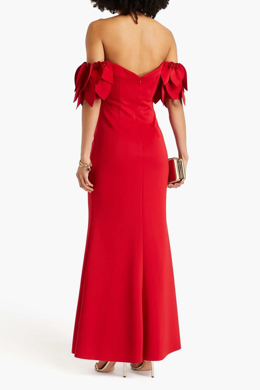 BADGLEY MISCHKA فستان سهرة مصنوع من قماش سكوبا بتصميم مزركش