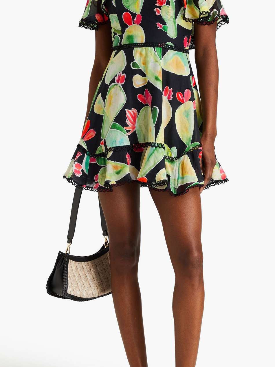 soria cold-shoulder printed cotton-blend voile mini dress