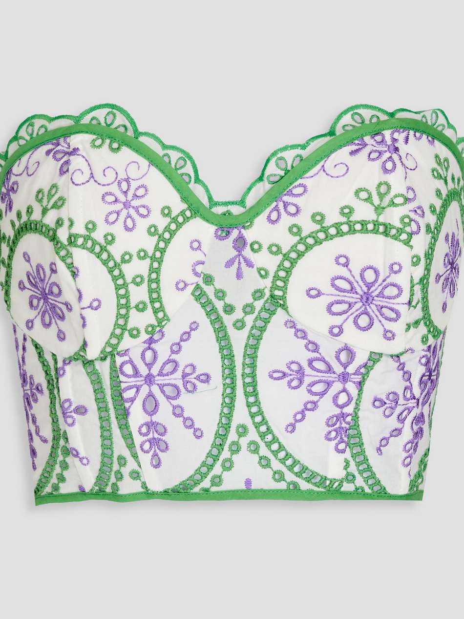 lita broderie anglaise cotton-blend bustier top