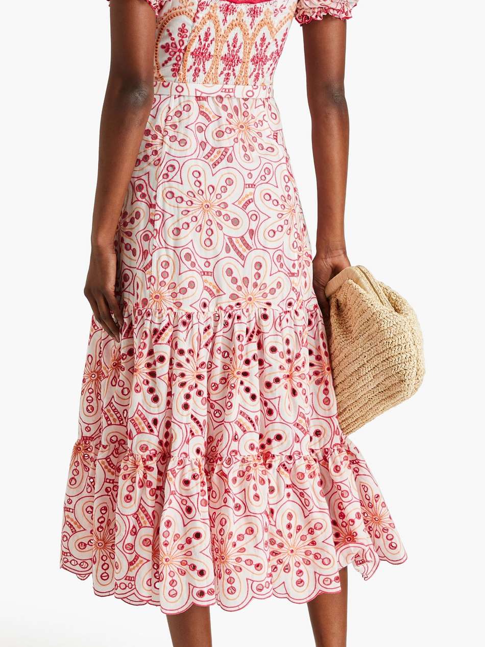 lana tiered broderie anglaise cotton-blend midi dress