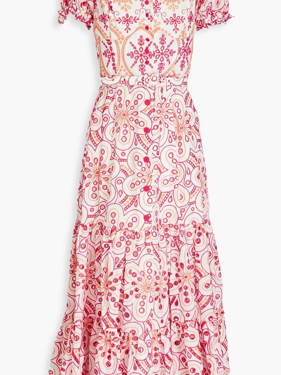 lana tiered broderie anglaise cotton-blend midi dress