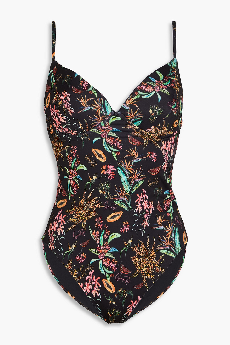 Charo Ruiz Garby Printed Swimsuit In Black