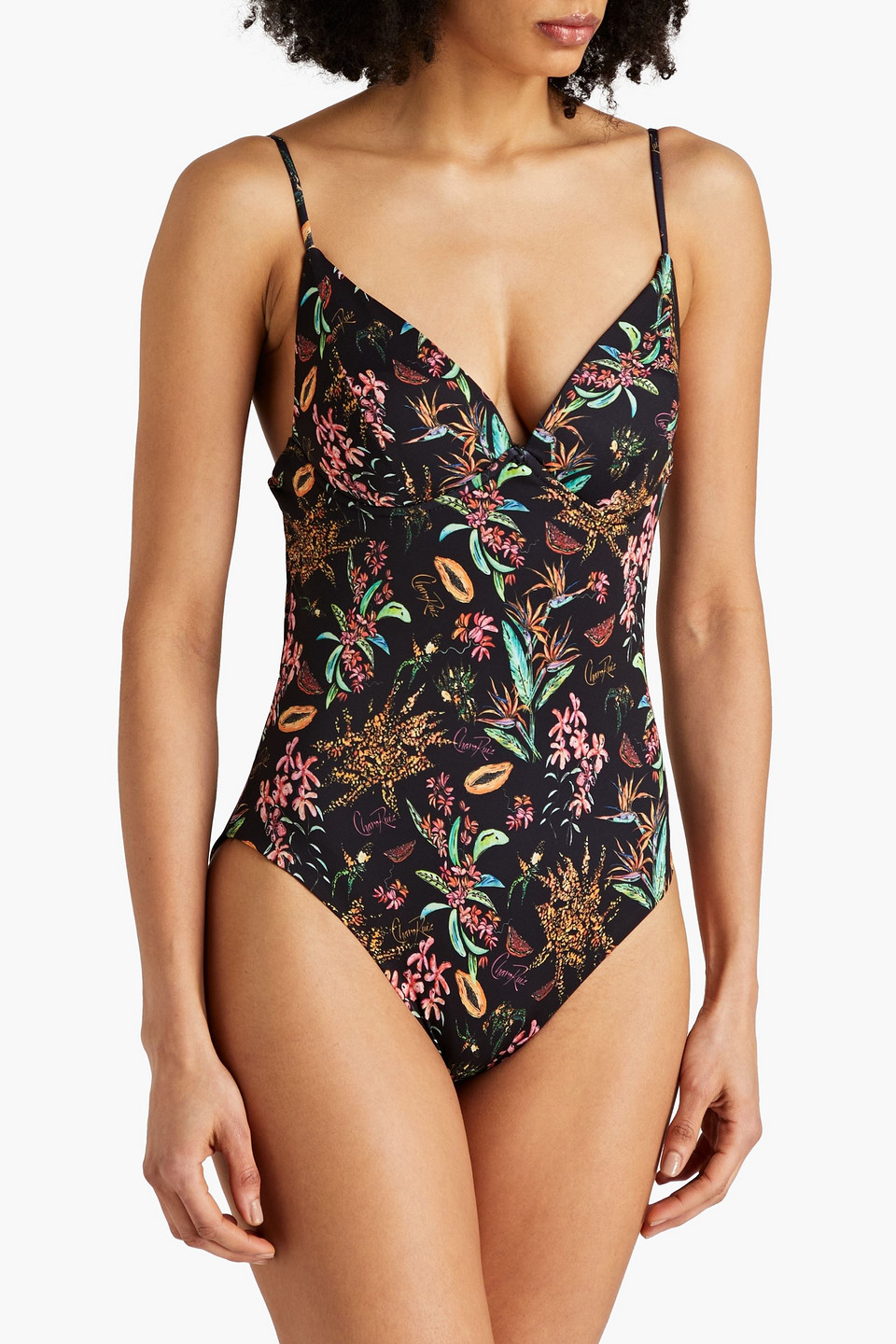 Shop Charo Ruiz Garby Printed Swimsuit In Black