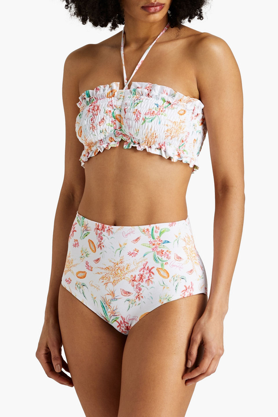  Charo Ruiz Ibiza - Hoch Sitzendes Bikini-höschen Mit Print - Weiß - Xs 