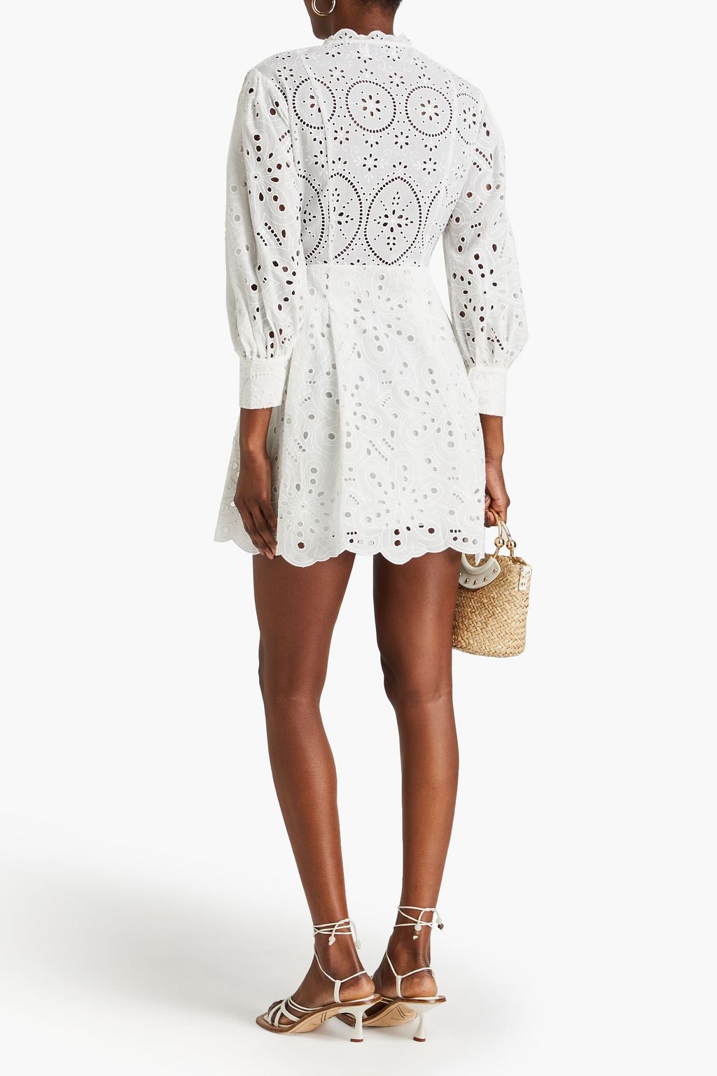 CHARO RUIZ IBIZA Franca pleated broderie anglaise cotton-blend mini dress