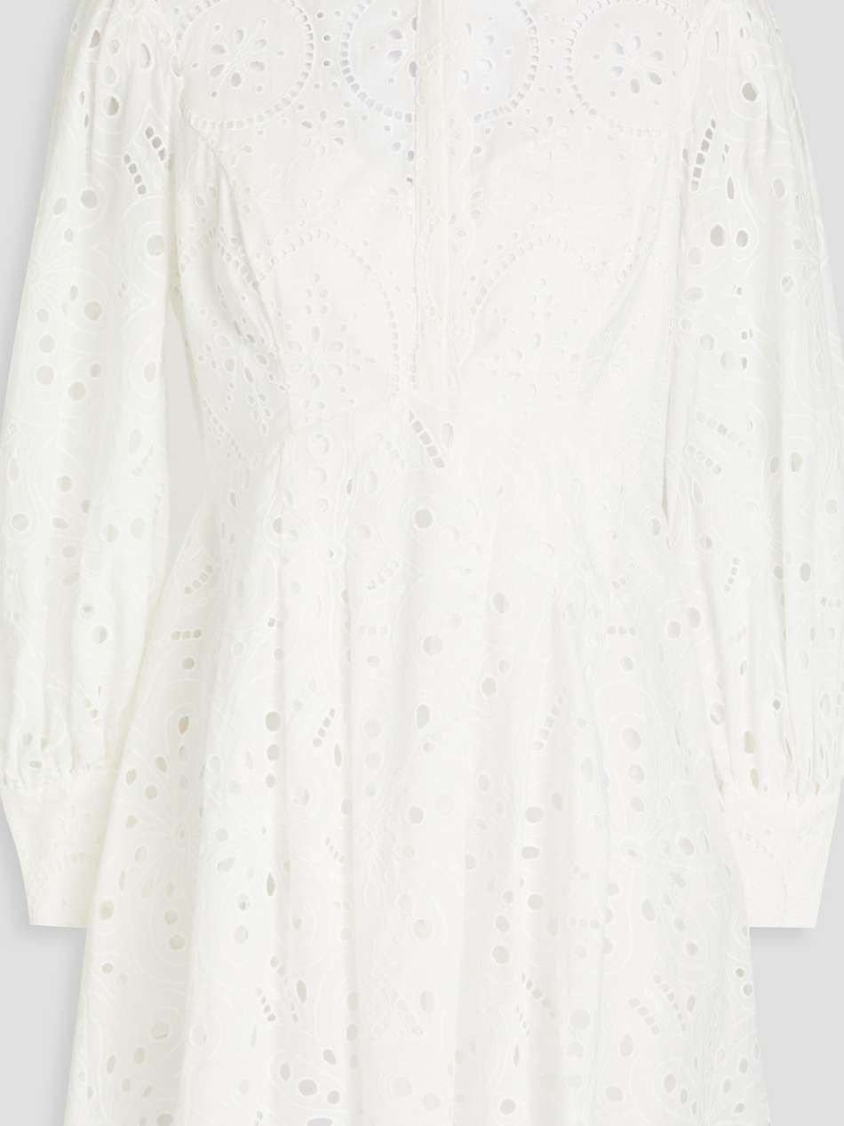 franca broderie anglaise cotton-blend mini shirt dress