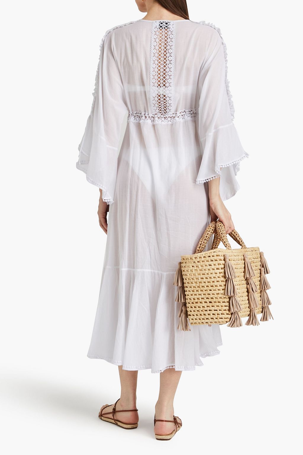 CHARO RUIZ IBIZA Kathy guipure lace and cotton-blend voile kaftan