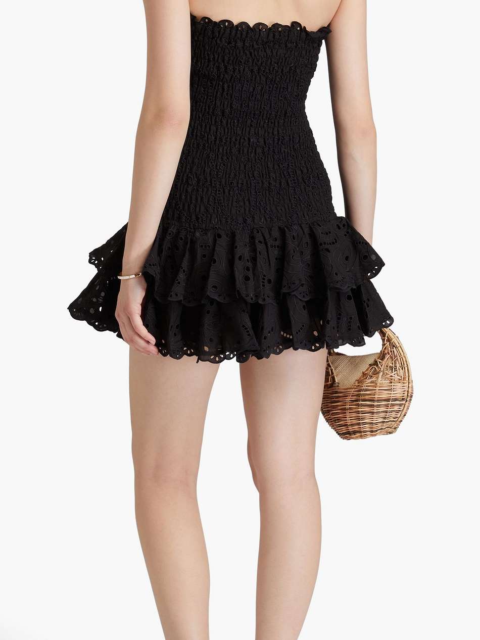 megan strapless broderie anglaise cotton-blend mini dress