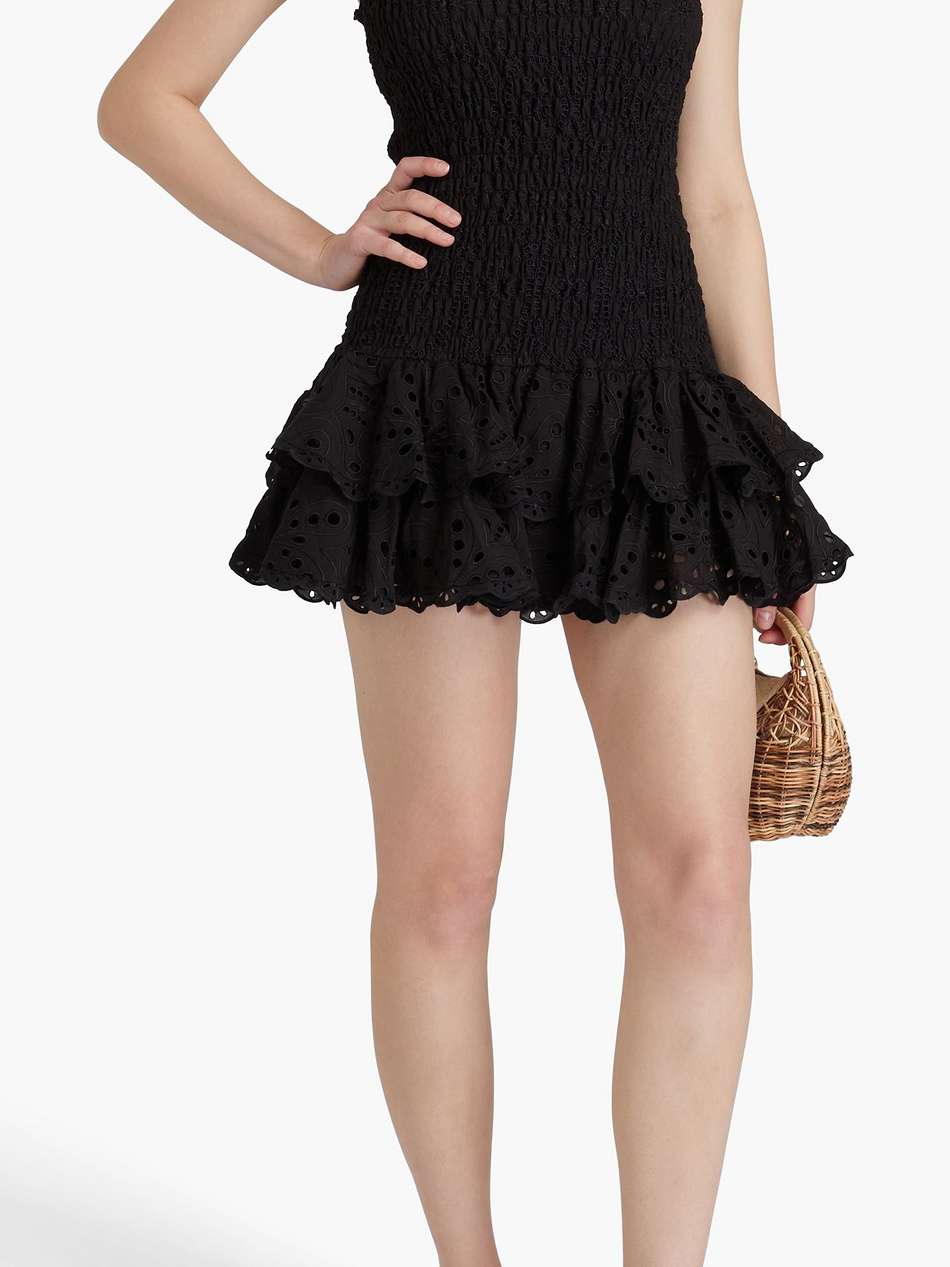 megan strapless broderie anglaise cotton-blend mini dress