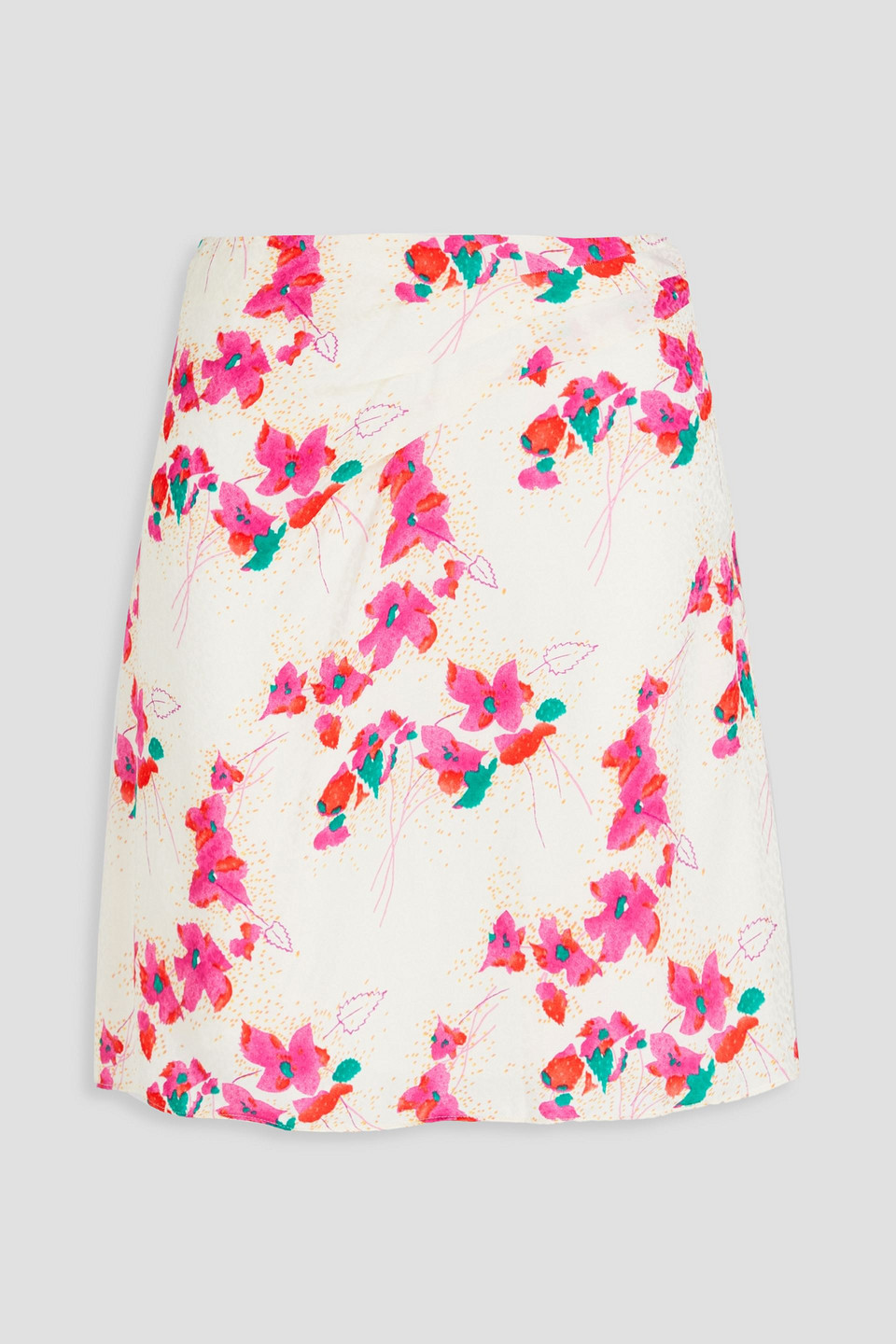 Ba&sh - Eka floral-print leopard-jacquard mini skirt - White - 0