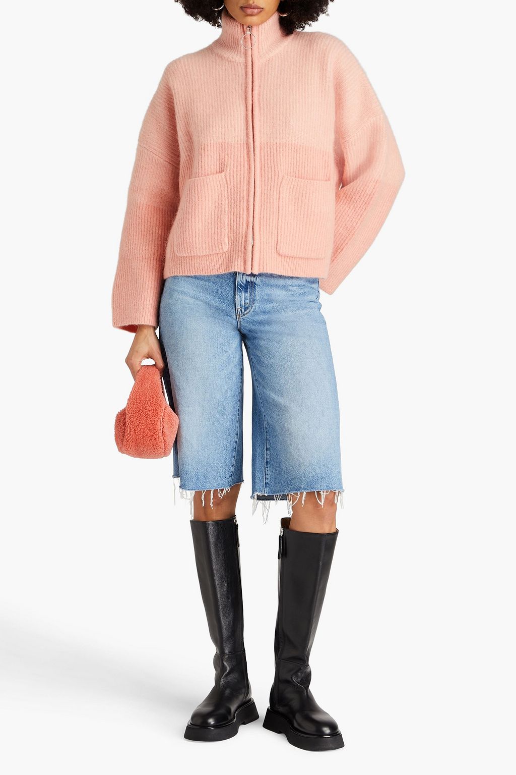HOLZWEILER Ribbed-knit zip-up cardigan