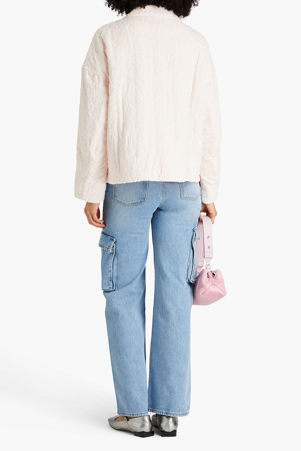 Holzweiler Cotton-blend Terry And Floral-jacquard Jacket In Pastellrosa