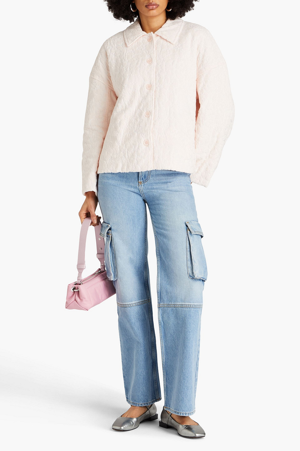 Holzweiler Cotton-blend Terry And Floral-jacquard Jacket In Pastellrosa