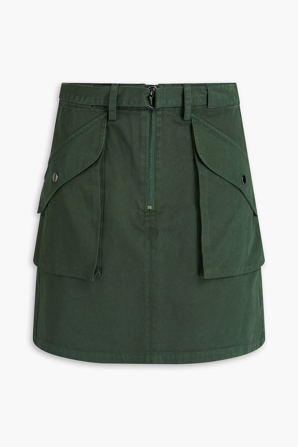 Holzweiler Belted Twill Mini Skirt In Forest Green